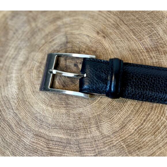 Martin Dingman Luxury Black Leather Men's Belt With Silver Accents size 95/38 - Picture 2 of 10